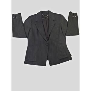 White House Black Market Women's SZ 6 Pinstripe Blazer Jacket Dark Gray